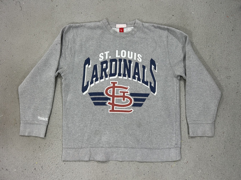 St Louis Cardinals Sweatshirt Mens Large Gray MLB Baseball Mitchell & Ness